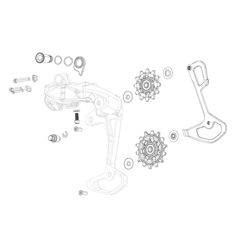 Jaula Cambio Trasero Sram Red XPLR eTap AXS Tornillos Aluminio Negro