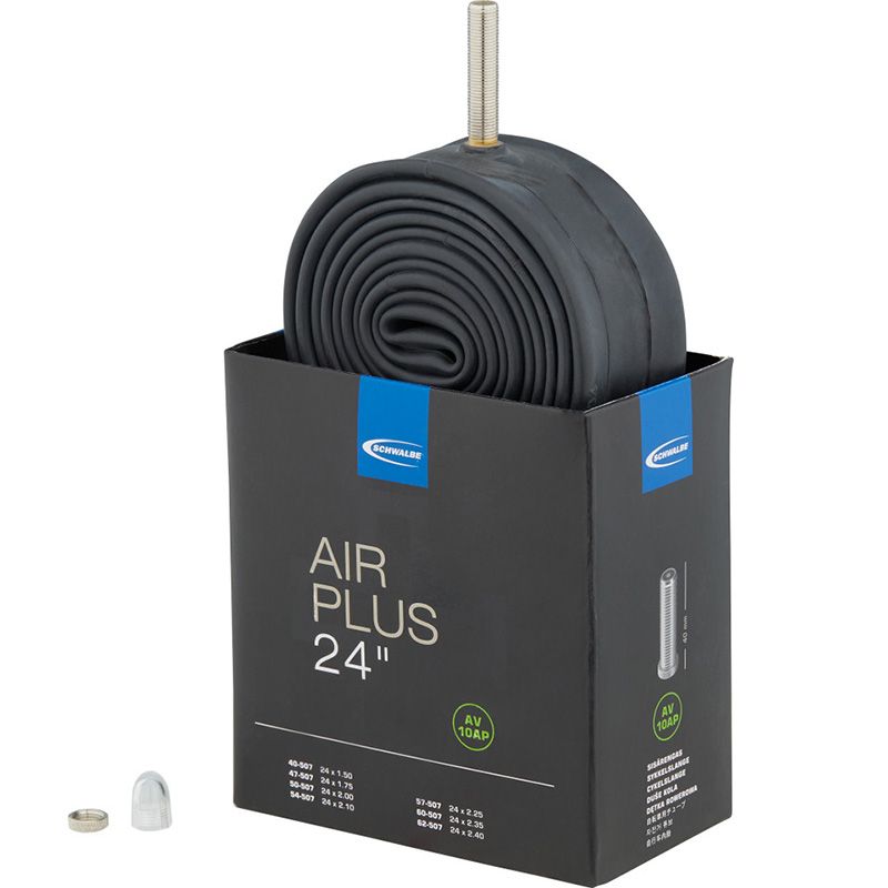 Cámara Schwalbe AV10L-AP Air Plus Válvula Standard 40mm 24x2.10-3.00 Negro